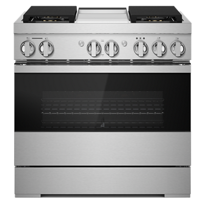 NOIR™ 36" DUAL-FUEL PROFESSIONAL-STYLE RANGE WITH CHROME-INFUSED GRIDDLE AND STEAM ASSIST