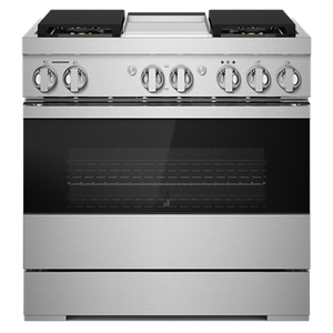 NOIR™ 36" DUAL-FUEL PROFESSIONAL-STYLE RANGE WITH CHROME-INFUSED GRIDDLE AND STEAM ASSIST